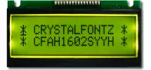 16x2 Black on Yellow LCD CFAH1602S-YYH-ET