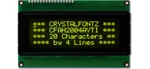 Yellow on Black 20x4 Character Display CFAH2004A-YTI-JT