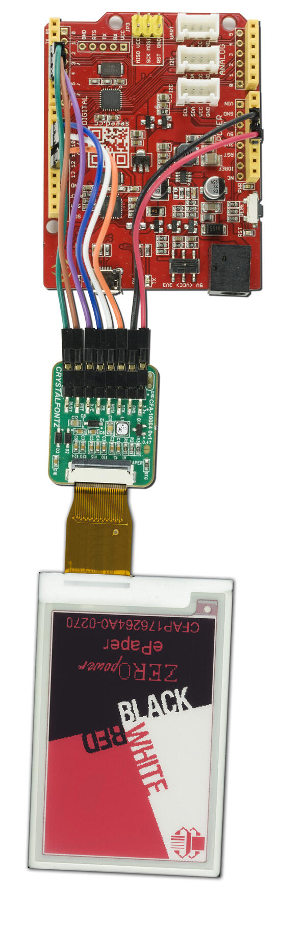 2.7 inch 3color ePaper display from Crystalfontz