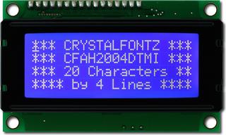 White on Blue 20x4 Character LCD (CFAH2004D-TMI-ET)