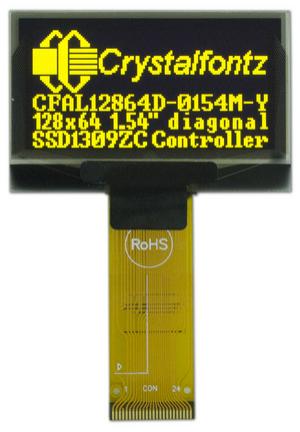 EOL 128x64 Yellow Graphic OLED (CFAL12864D-0154M-Y)