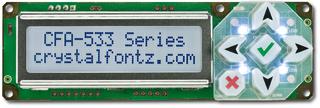 16x2 Serial Character LCD with J8 Header (CFA533-TFH-KS16)
