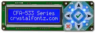 White on Blue 16x2 Character LCD I2C (CFA533-TMI-KC)