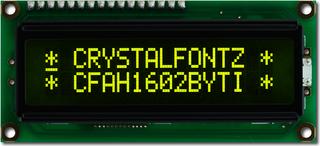 16x2 Yellow on Dark Character LCD (CFAH1602B-YTI-JT)