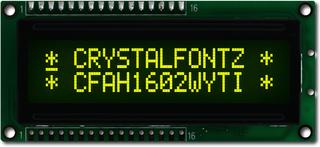 Yellow on Black 16x2 Character LCD (CFAH1602W-YTI-JP)
