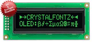 16x2 SPI Sunlight Readable Green OLED (CFAL1602C-PGT)