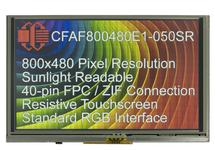 5" IPS Sunlight Readable Resistive Touchscreen TFT Display CFAF800480E1-050SR