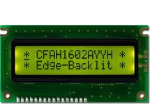 Sunlight Readable Edge-Lit 16x2 Character LCD CFAH1602A-YYH-JTE Sunlight Readable Edge-Lit 16x2 Character LCD CFAH1602A-YYH-JTE