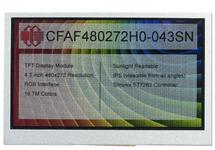480x272 4.3" TFT Display Module CFAF480272H0-043SN
