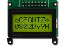 Backlit 8x2 Character Sunlight Readable LCD CFAH0802D-YYH-JP