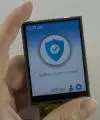 240x320 2.87-inch resistive touchscreen TFT display, in hand to show size and perspective.
