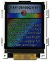 The CFAF128160C-018T is a 1.77 128x160 color TFT LCD display. Image is as the camera perceives the display.