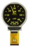 128x128 Round Yellow OLED tachometer display.