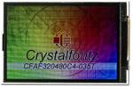 The CFAF320480C4-035T is a 3.5 320x480 color TFT LCD display. Image as the camera perceives the display.  The CFAF320480C4-035T is a 3.5 320x480 color TFT LCD display. Image as the camera perceives the display.