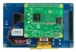 800x480 5 Resistive Touchscreen TFT Display. Back View showing Raspberry Pi connected.