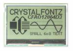 The CFA211-TFH is a an Arduino shield with a 128x64 CFAO12864D3-TFH graphic LCD display mounted on a CFA-10072 board – front view (power on, backlight off), showing a bit of the board behind it.