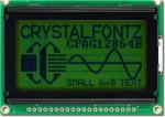 128x64 Yellow-Green Graphic LCD with Backlight, Front View, powered on. 128x64 Yellow-Green Graphic LCD with Backlight, Front View, powered on.