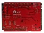 128x64 graphic LCD development kit with breakout board and seeediuno. Back view.