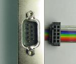 This is a close-up of the ends of the ribbon cable. This is a close-up of the ends of the ribbon cable.