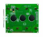 128x64 graphic LCD with white pixels on a dark background. Back view. 128x64 graphic LCD with white pixels on a dark background. Back view.