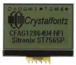 1.5 inch, 128x64 Graphic Transparent LCD Display, with icons. Front view, powered on.