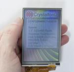 320x480 Resistive touchscreen TFT display. In hand to show size and perspective 320x480 Resistive touchscreen TFT display. In hand to show size and perspective