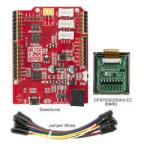 200x200 ePaper Development Kit, Complete with a microprocessor, ePaper display, and breakout board with jumper wires. back view.