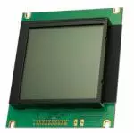 The CFAG160160D5-TFH-VGB is a 160x160 dark on light gray graphic LCD display – perspective view, power off.
