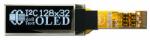 small 128x32 OLED with white text on black background. Front view, powered on. small 128x32 OLED with white text on black background. Front view, powered on.