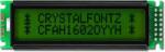 The CFAH1602O-YYH-ET is a dark on yellow-green character LCD display module ‒ front view, power off. The CFAH1602O-YYH-ET is a dark on yellow-green character LCD display module ‒ front view, power off.