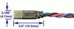 This image is a close-up of the DS18B20 sensor. The DS18B20 boasts 0.5 degree C absolute accuracy and 0.0625 degree C resolution. The WRDOWY17s cross section is the same as the DS18B20, allowing the sensor to be installed in space constrained locations.

The DS18B20 is identical to the DS1822 sensor with better accuracy, so the WRDOWY17 may be used to replace the DS1822, depending on the application.