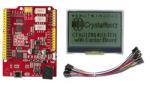 128x64 Backlit, Transflective LCD Development Kit, front view, backlight off.