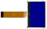 The CFAO12864D3-TMI is a 128x64 white on blue LCD display – front view, power off, tail unfolded. The CFAO12864D3-TMI is a 128x64 white on blue LCD display – front view, power off, tail unfolded.