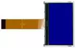 The CFAO12864D3-TMI is a 128x64 white on blue LCD display – front view, power off, tail unfolded.