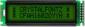 The CFAH1602O-YYH-ET is a dark on yellow-green character LCD display module ‒ front view, power off.