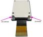 The CFAO4265A-TFK is a 1.0 42x65 dark on light gray LCD display –  back view, tail unfolded, A and K backlight connections labeled.
