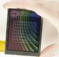 480x640 Transflective TFT Display, Front view, powered on, in hand to show perspective.