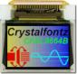 The CFAL9664B-F-B2 is a 0.95 inch 96x64 full color OLED display module - front view, tail folded. Image is as the eye perceives the display.