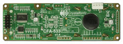 This CFA533-TMI-KS is a 16x2 white on blue STN LCD character display module ‒ back view. RS232 interface.