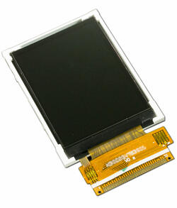 The CFAF240320E-022T is a 2.2 inch 240x320 color TFT LCD display - Perspective View.