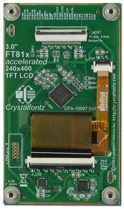 240x400 full-color tft with EVE graphic accelerator. Back view.