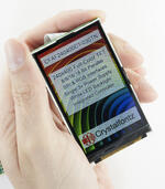 240x400 3-inch TFT Display, in hand to show size and perspective.