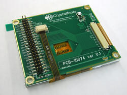 Isometric view of the carrier board with a CFAF320240F-035T-TS TFT display.