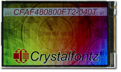 The CFAF480800FT2-040T is a 4.0 480x800 color TFT LCD display. Image as the camera perceives the display.
