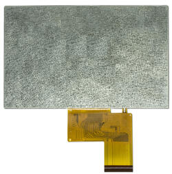The CFAF800480C1-050T is a 5.0 800x480 color TFT LCD display. Rear view w/ unfolded tail.