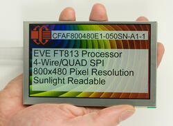 Sunlight readable, 5 EVE TFT, in-hand to show size and perspective.