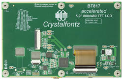 5 inch, 800x480 resistive touchscreen,  EVE BT817 powered TFT. Back view.