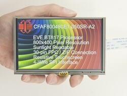 800x480 BT817 5 inch TFT screen. In hand to show size and perspective.