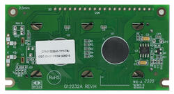 122x32 pixel, standard graphic LCD with dark letters on a yellow-green background. back view, powered off.