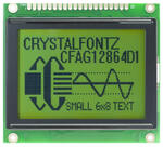 128x64 Yellow-Green graphic LCD, front view powered on, backlight off. 